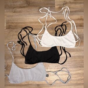 SHEIN Ribbed Tie Back Bralette Tops – 3 Pack – Size M